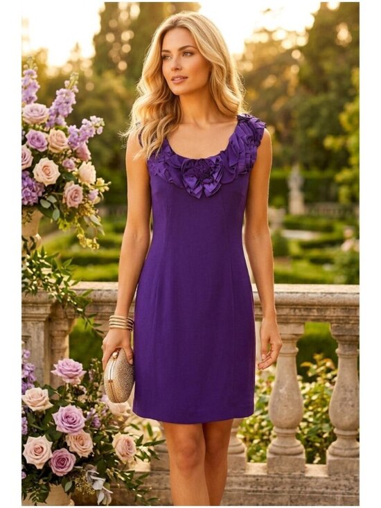Yoana Baraschi Dresses & Skirts - YOANA BARASCHI 'ROSETTES AND RUFFLES' PURPLE DRESS